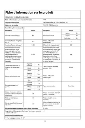 Lave-linge hublot Miele WWA 120 WCS