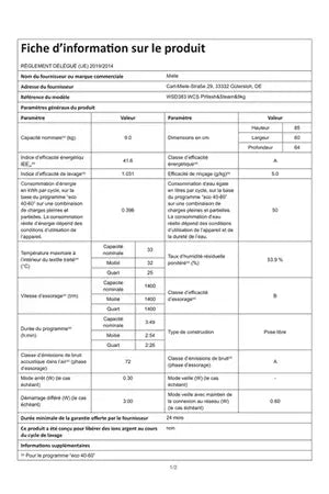 Lave-linge hublot Miele WSD 383 WCS