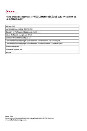 Four encastrable Neff B64FS31N0 - N90