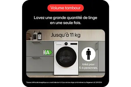 Lave-linge hublot Lg Lave-linge 11 kg avec molette ecran LCD