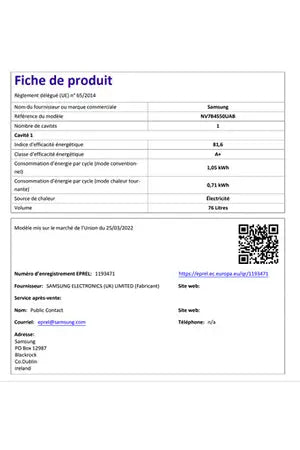 Four encastrable Samsung NV7B4550UAB