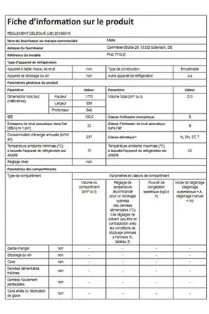 Congélateur armoire Miele FNS 7710 E - Encastrable 177 cm