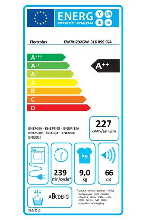 Sèche-linge pompe à chaleur Electrolux EW7HI292GW