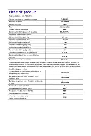 Sèche-linge pompe à chaleur Thomson THTD9HPCCS