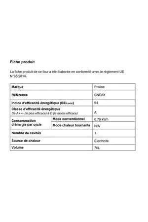 Four encastrable Proline CNE8X