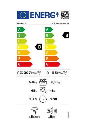 Lave-linge séchant Indesit BDE86435BKVFR
