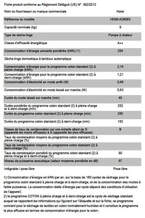 Sèche-linge pompe à chaleur Haier HD90-A2959R-FR