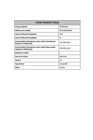 Four encastrable Whirlpool WO51S8CM0SXAF Absolute