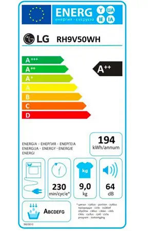 Sèche-linge pompe à chaleur Lg RH9V50WH