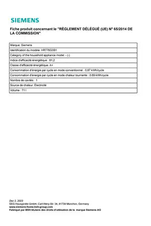 Four encastrable Siemens HR776G3B1