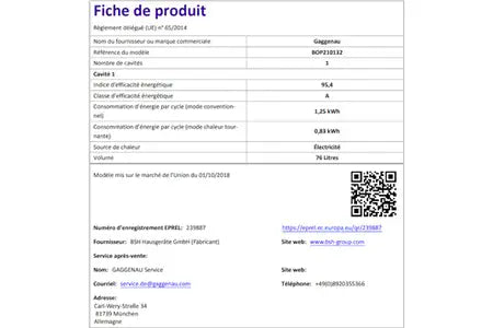 Four encastrable Gaggenau BOP210132