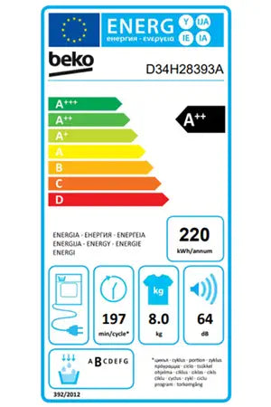 Sèche-linge pompe à chaleur BEKO D34H28393A